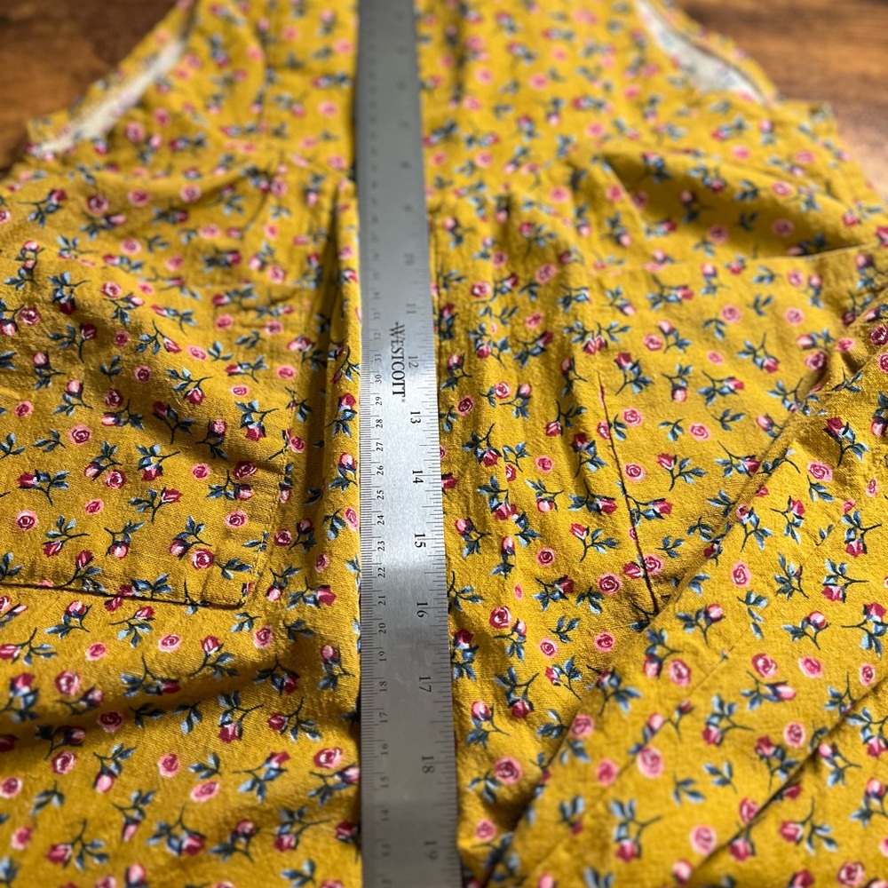 Handmade Floral Print Mustard Yellow Overalls Jumpsuit - Picture 7 of 8